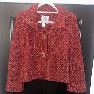 Ladies‎ Anthropologie CURIO  Burgundy Textured Cardigan Sweater Size XS (PP)